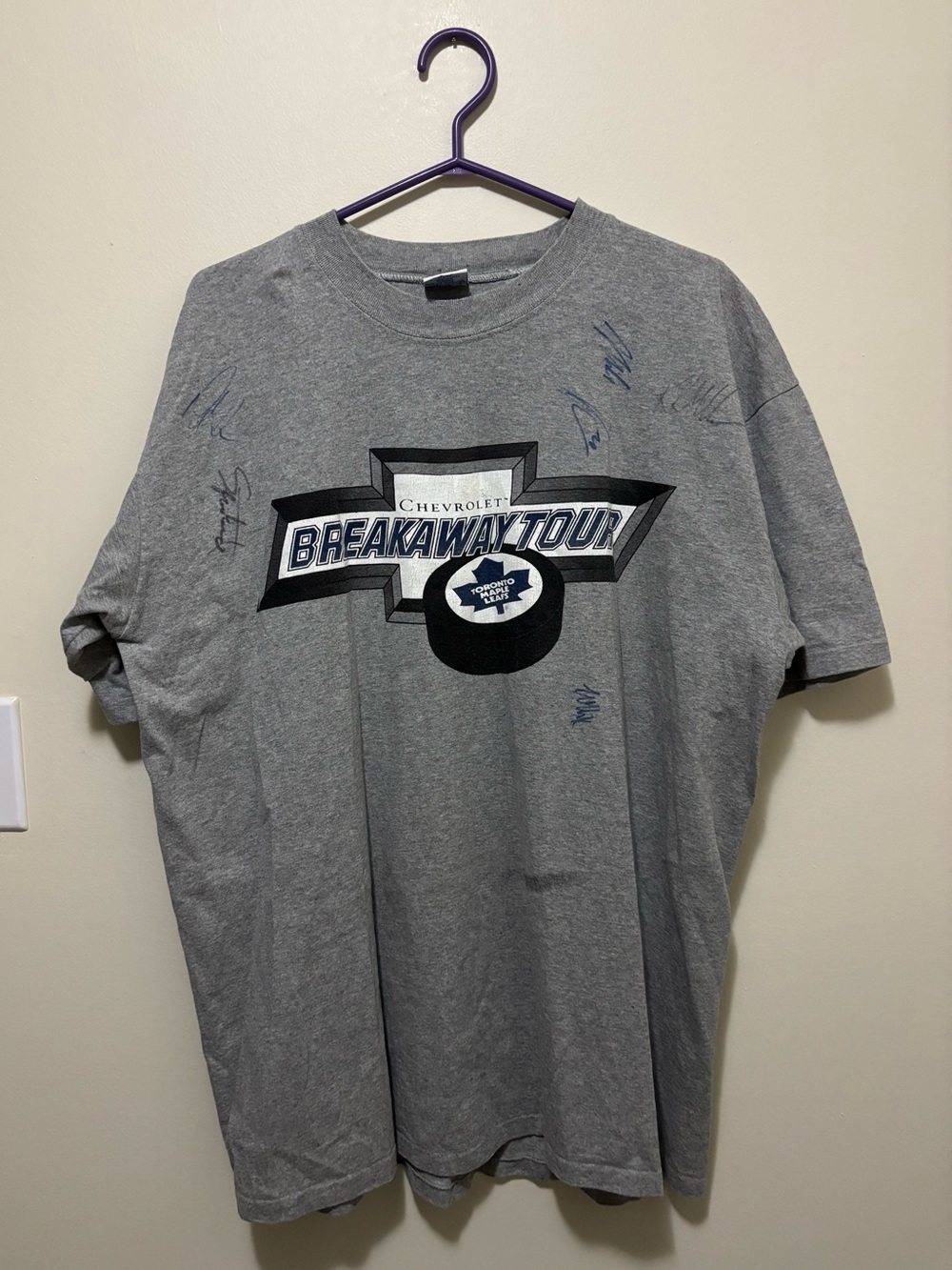 Vintage Bulletin Athletic Toronto Maple Leafs Chevrolet Breakaway Tour Multi-Sig